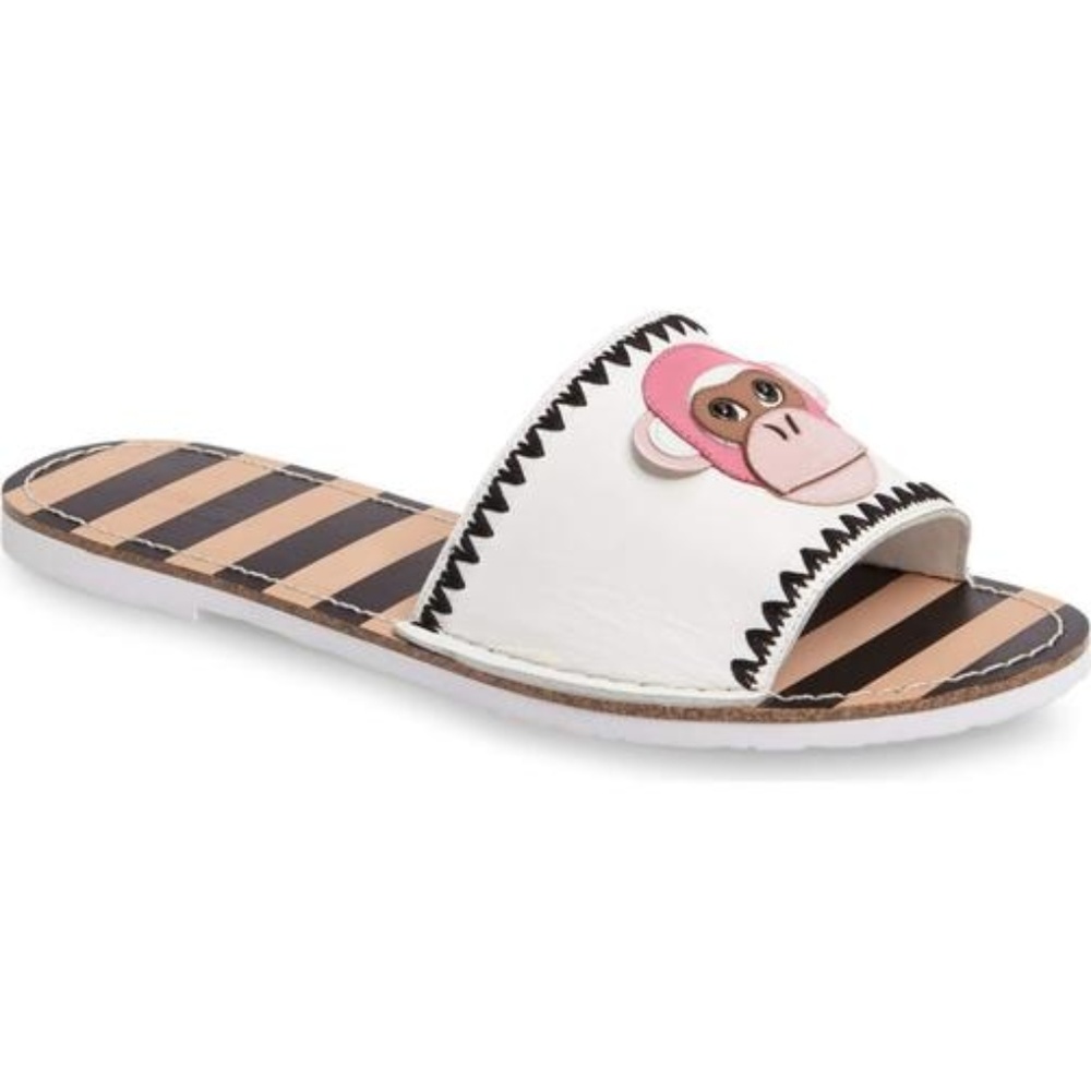 Kate Spade White Inyo "Monkey" Slides - Picture 1 of 7